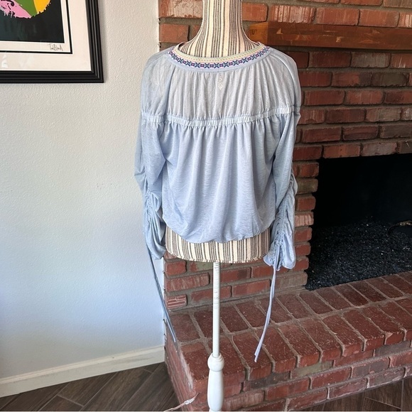 Free People Movement Sun Blissed Long Sleeve Cropped Top Balloon Sleeves Sz S - Picture 7 of 9